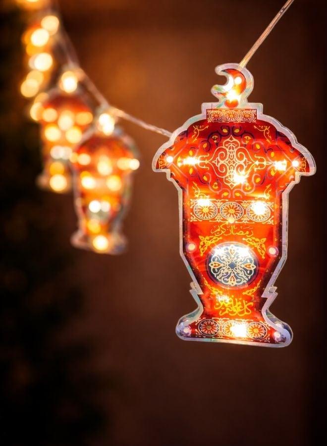 Ramadan Lantern String Lights – 6 LED Lanterns with Plug - Image 1